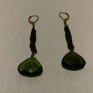 Vintage Avon Faceted Green Stone Dangle Earrings